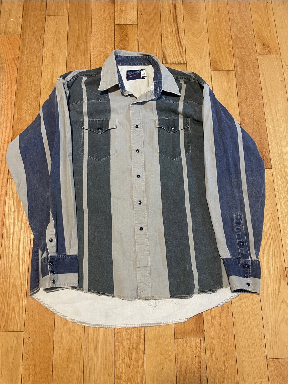 Wrangler Men's Vertical Stripe Shirt Jacket - Blue & Gray